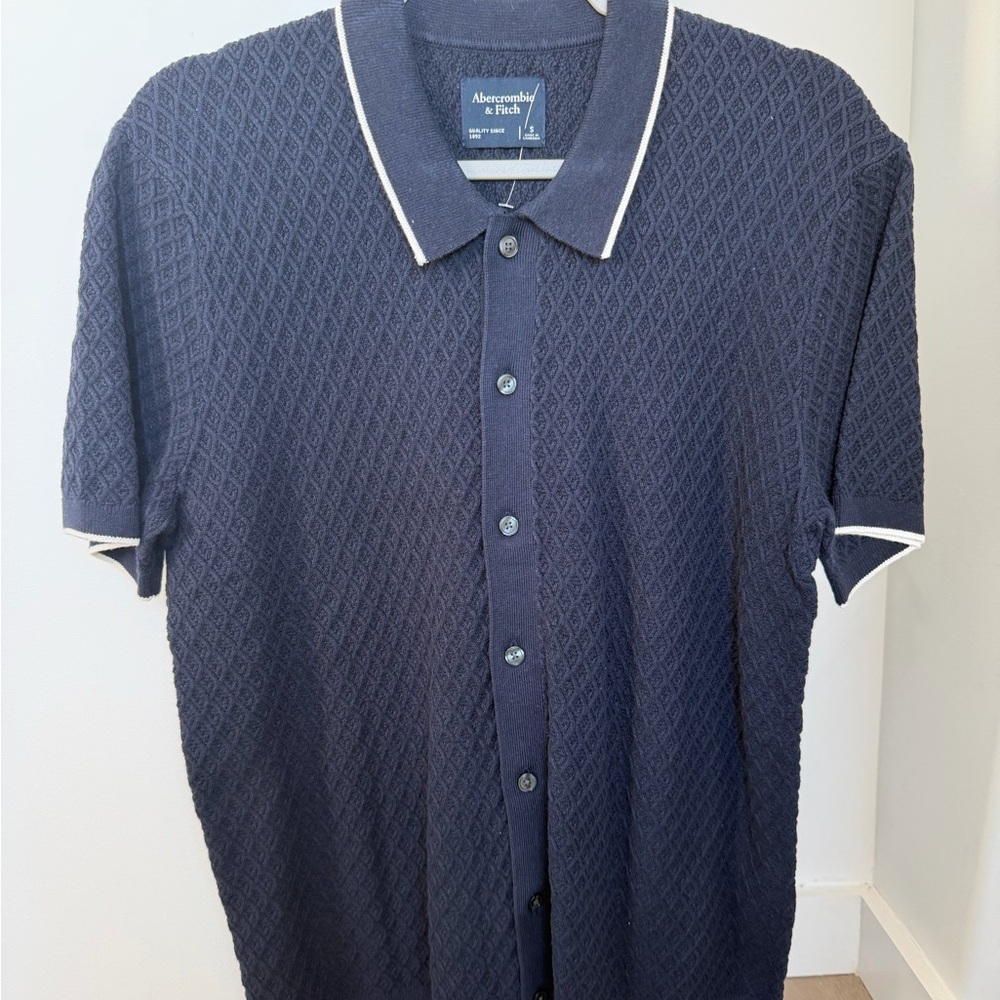 Abercrombie & Fitch Navy Polo with White Contrast Trim